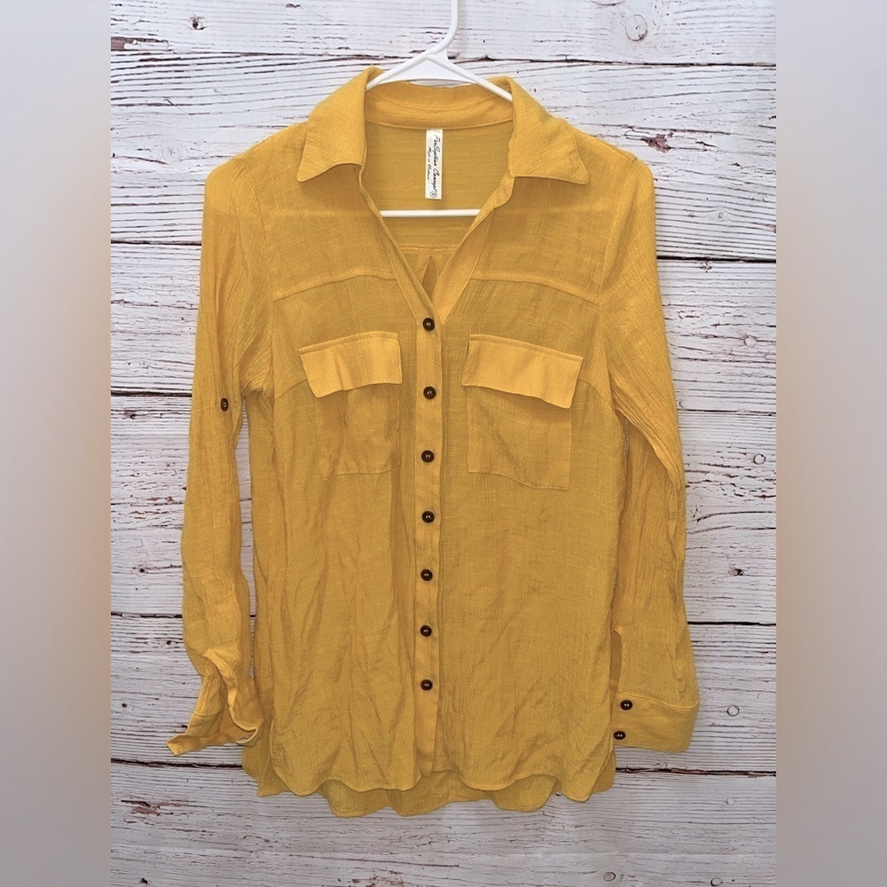 PerSeption Concept Yellow Button Down Top